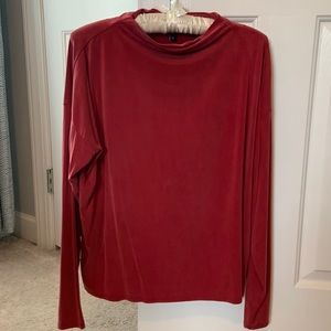 Eileen Fisher red cupro funnel neck top S